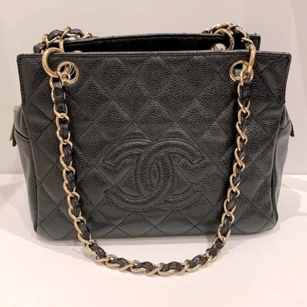 CHANEL 🖤 Black Quilted Caviar Classic  Timeless Tote Bag Purse ⭐️ Rare Gold HW